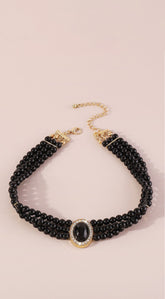 Kaya Vintage Pearl Choker Necklace - Black